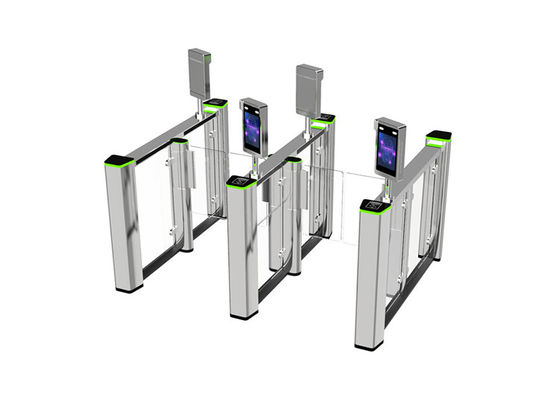 Yüksek trafik alanları için sert cam SS304 0.4S Hızlı şerit yaya bariyeri hız kapısı virajı